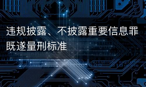 违规披露、不披露重要信息罪既遂量刑标准