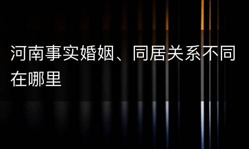 河南事实婚姻、同居关系不同在哪里