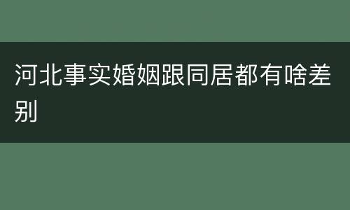 河北事实婚姻跟同居都有啥差别