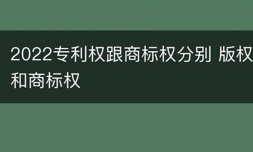2022专利权跟商标权分别 版权和商标权