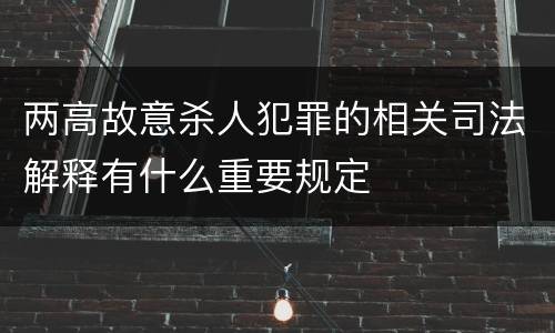 两高故意杀人犯罪的相关司法解释有什么重要规定