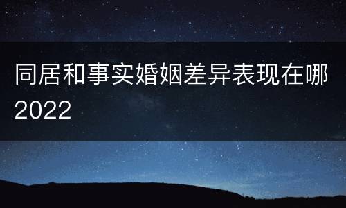 同居和事实婚姻差异表现在哪2022