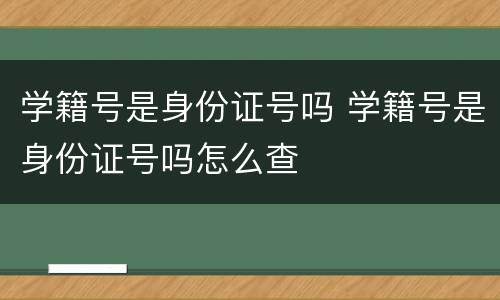 学籍号是身份证号吗 学籍号是身份证号吗怎么查