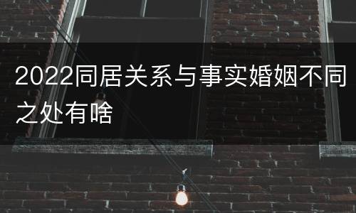 2022同居关系与事实婚姻不同之处有啥