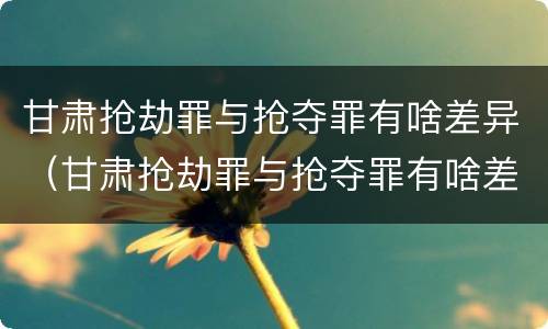 甘肃抢劫罪与抢夺罪有啥差异（甘肃抢劫罪与抢夺罪有啥差异吗）