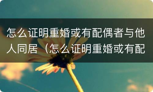 怎么证明重婚或有配偶者与他人同居（怎么证明重婚或有配偶者与他人同居关系）