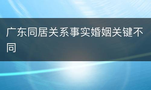 广东同居关系事实婚姻关键不同