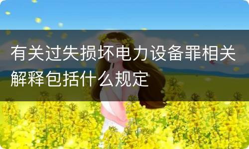 有关过失损坏电力设备罪相关解释包括什么规定