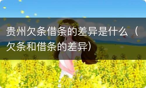 贵州欠条借条的差异是什么（欠条和借条的差异）