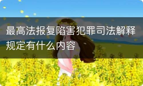 最高法报复陷害犯罪司法解释规定有什么内容