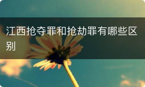 江西抢夺罪和抢劫罪有哪些区别