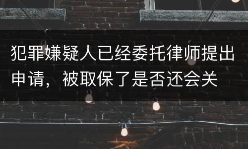 犯罪嫌疑人已经委托律师提出申请，被取保了是否还会关