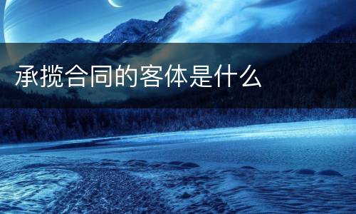 承揽合同的客体是什么