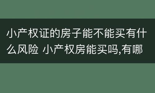 小产权证的房子能不能买有什么风险 小产权房能买吗,有哪些风险?