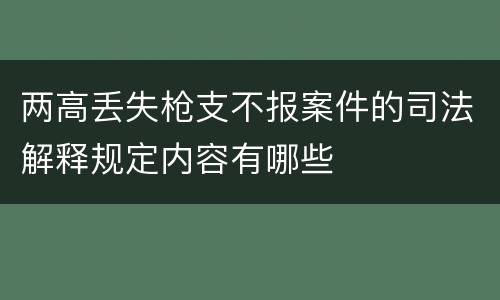两高丢失枪支不报案件的司法解释规定内容有哪些