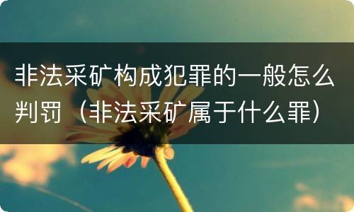 非法采矿构成犯罪的一般怎么判罚（非法采矿属于什么罪）