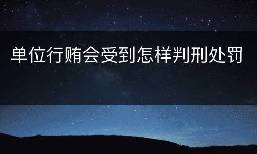 单位行贿会受到怎样判刑处罚