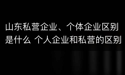 山东私营企业、个体企业区别是什么 个人企业和私营的区别