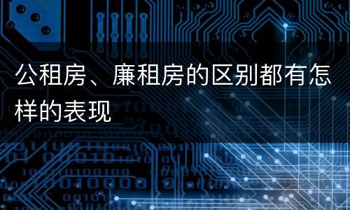公租房、廉租房的区别都有怎样的表现