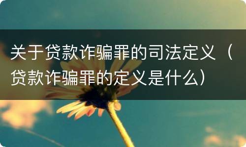 关于贷款诈骗罪的司法定义（贷款诈骗罪的定义是什么）