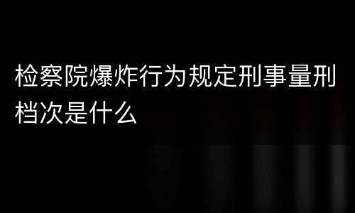 检察院爆炸行为规定刑事量刑档次是什么