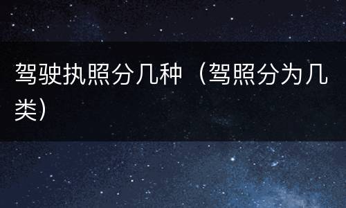 驾驶执照分几种（驾照分为几类）