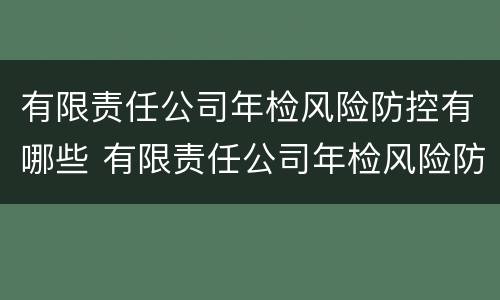 有限责任公司年检风险防控有哪些 有限责任公司年检风险防控有哪些内容