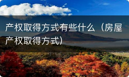 产权取得方式有些什么（房屋产权取得方式）