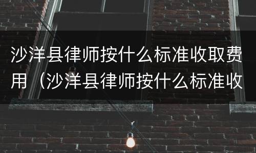 沙洋县律师按什么标准收取费用（沙洋县律师按什么标准收取费用呢）
