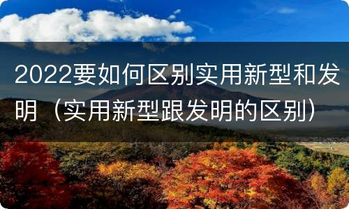 2022要如何区别实用新型和发明（实用新型跟发明的区别）