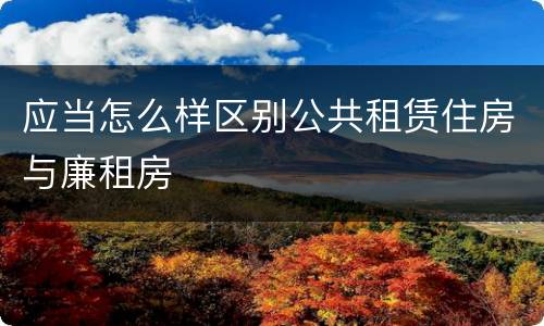 应当怎么样区别公共租赁住房与廉租房