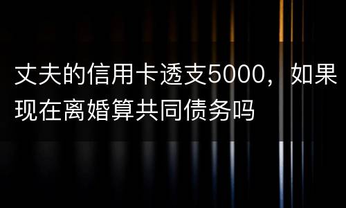 丈夫的信用卡透支5000，如果现在离婚算共同债务吗