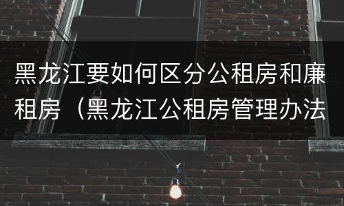 黑龙江要如何区分公租房和廉租房(黑龙江公租房管理办法)