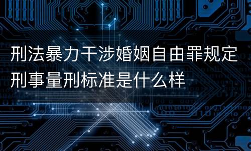 刑法暴力干涉婚姻自由罪规定刑事量刑标准是什么样