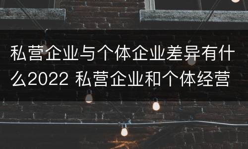 私营企业与个体企业差异有什么2022 私营企业和个体经营