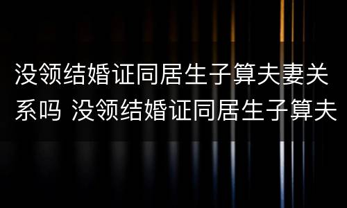 没领结婚证同居生子算夫妻关系吗 没领结婚证同居生子算夫妻关系吗怎么办