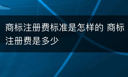 商标注册费标准是怎样的 商标注册费是多少
