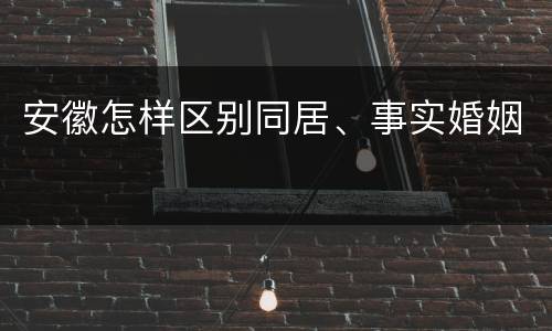 安徽怎样区别同居、事实婚姻