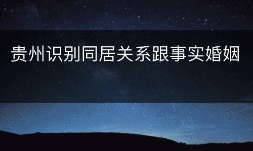 贵州识别同居关系跟事实婚姻