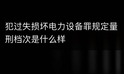 犯过失损坏电力设备罪规定量刑档次是什么样
