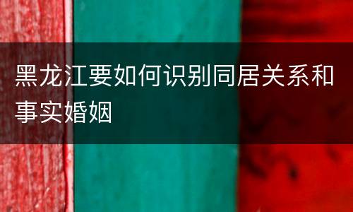 黑龙江要如何识别同居关系和事实婚姻