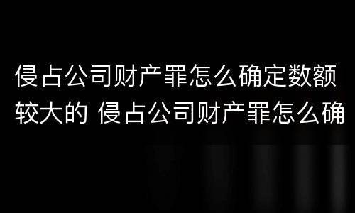 侵占公司财产罪怎么确定数额较大的 侵占公司财产罪怎么确定数额较大的量刑