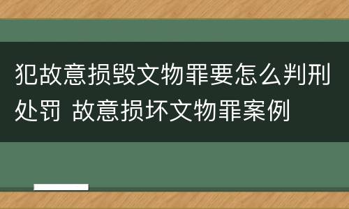 犯故意损毁文物罪要怎么判刑处罚 故意损坏文物罪案例
