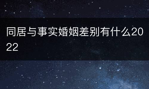 同居与事实婚姻差别有什么2022