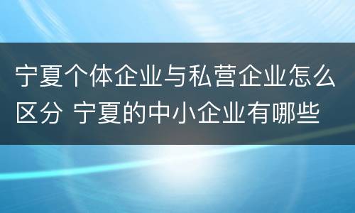 宁夏个体企业与私营企业怎么区分 宁夏的中小企业有哪些
