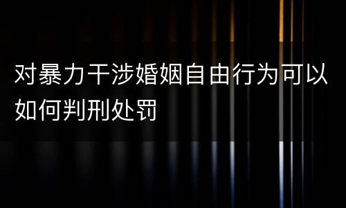 对暴力干涉婚姻自由行为可以如何判刑处罚