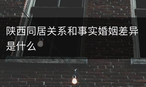 陕西同居关系和事实婚姻差异是什么