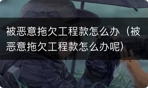 被恶意拖欠工程款怎么办（被恶意拖欠工程款怎么办呢）