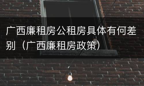 广西廉租房公租房具体有何差别（广西廉租房政策）