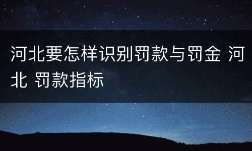 河北要怎样识别罚款与罚金 河北 罚款指标